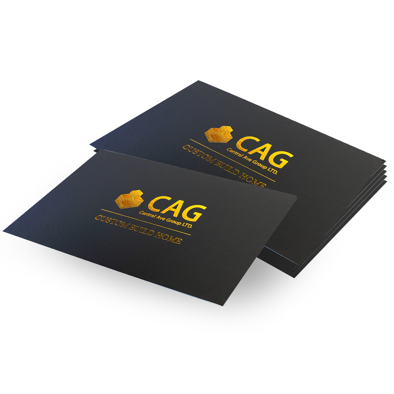 22pt black suede business cards with foil stamping and raised spot UV