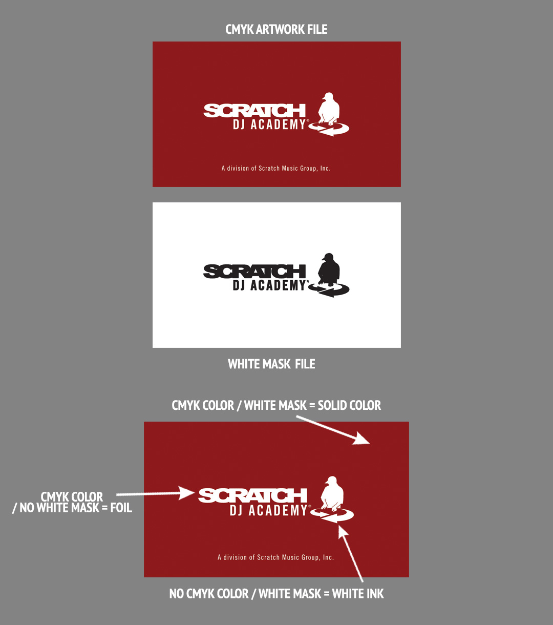 Metallic silver roll label white ink example