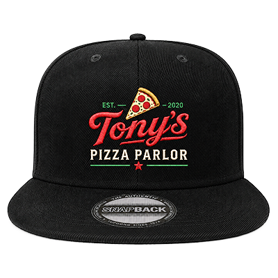 Custom embroidered economy six panel flat bill hat