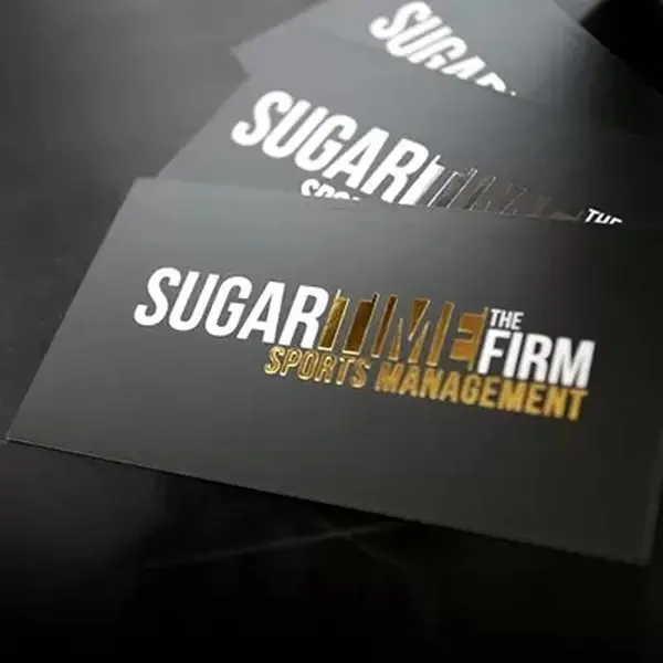 Premium silk business cards with metallic foil lettering
