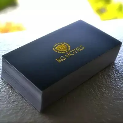 Gold foil stamped silk laminated business cards