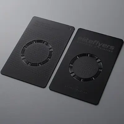 Black metal business card with premium finish