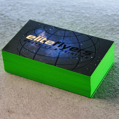 Velvet business cards with raised spot UV finish